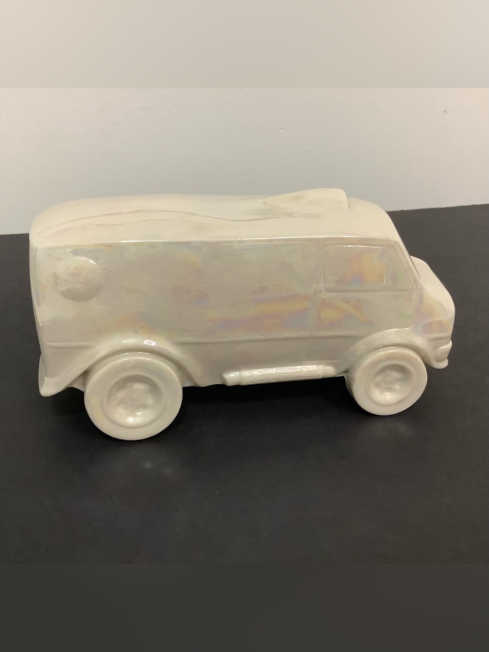 Vintage 1977 Bell Ceramics Porcelain Glossy Iridescent Glaze Van Sculpture Jim